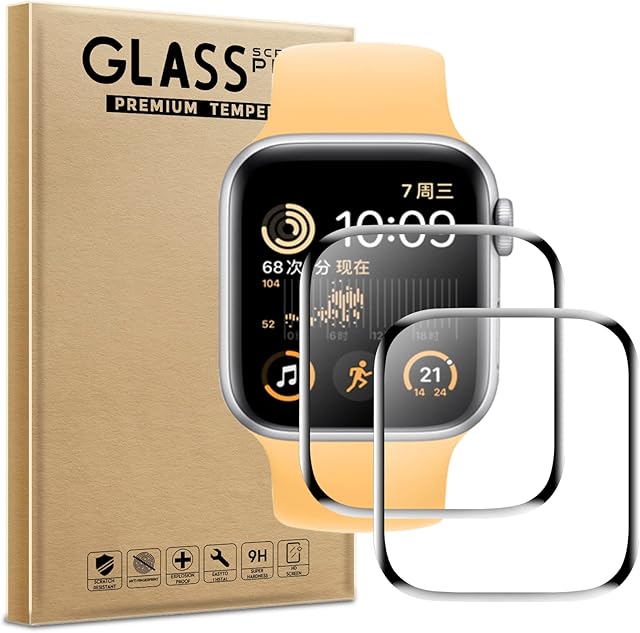 AOKUMA Screen Protector for Apple Watch SE(2022) 40mm Screen Protector[Non-Tempered Glass], Premium 3D Curved Edge Guard Film, Edge to Edge Full Screen Cover, work with most case(Black Edge)