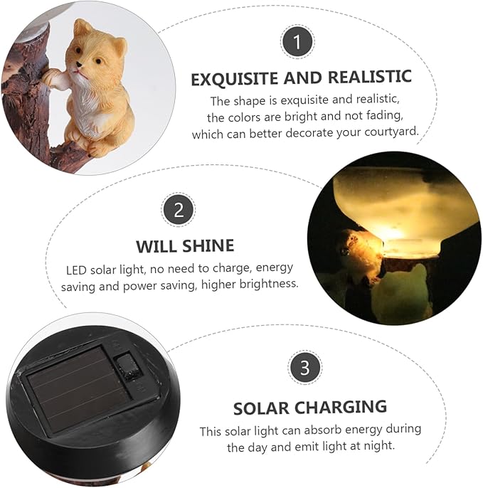 DOITOOL DOITOOL 1pc Solar Powered Cat Design Night Light for Outdoor Garden Decoration Creative Led Lamp for Parties Weddings Christmas and Festivals and Sturdy Garden Ornament photo 2