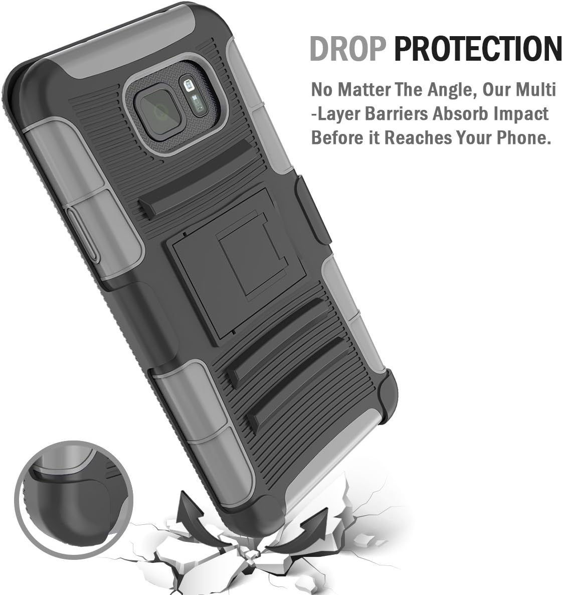 Galaxy S7 Active Case, TILL [Knight Armor] Heavy Duty Rugged Holster Resilient Armor Case [Belt Swivel Clip][Kickstand] Combo Cover Shell for Samsung Galaxy S VII Active AT&T SM-G890 G891 [Gray]