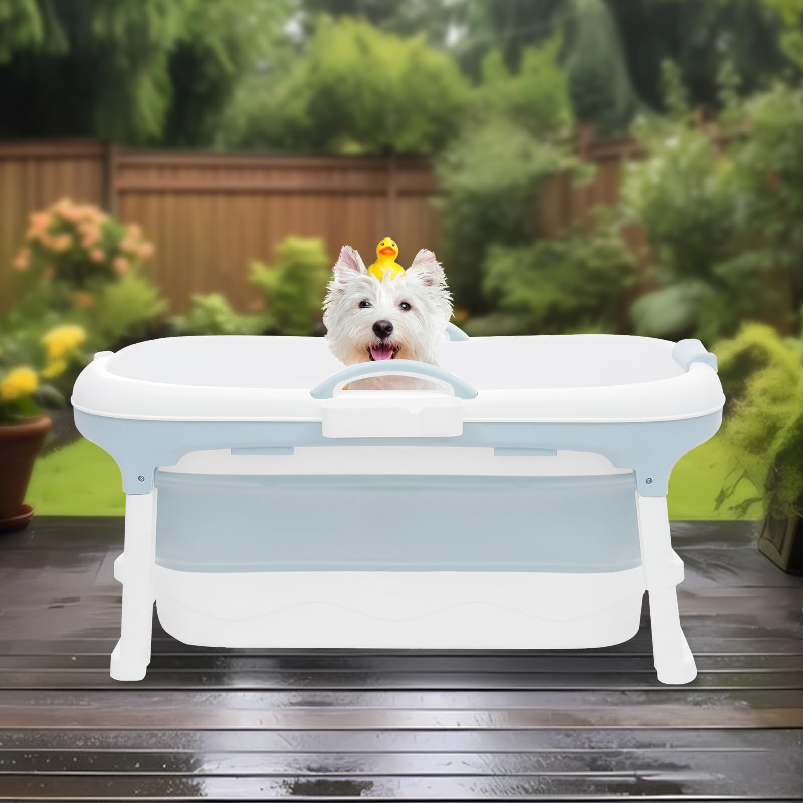 Baignoire pliable pour grands chiens avec bouchon de vidange d'eau, portable, pour laver et entretenir les chiens, jusqu'à 150 kg