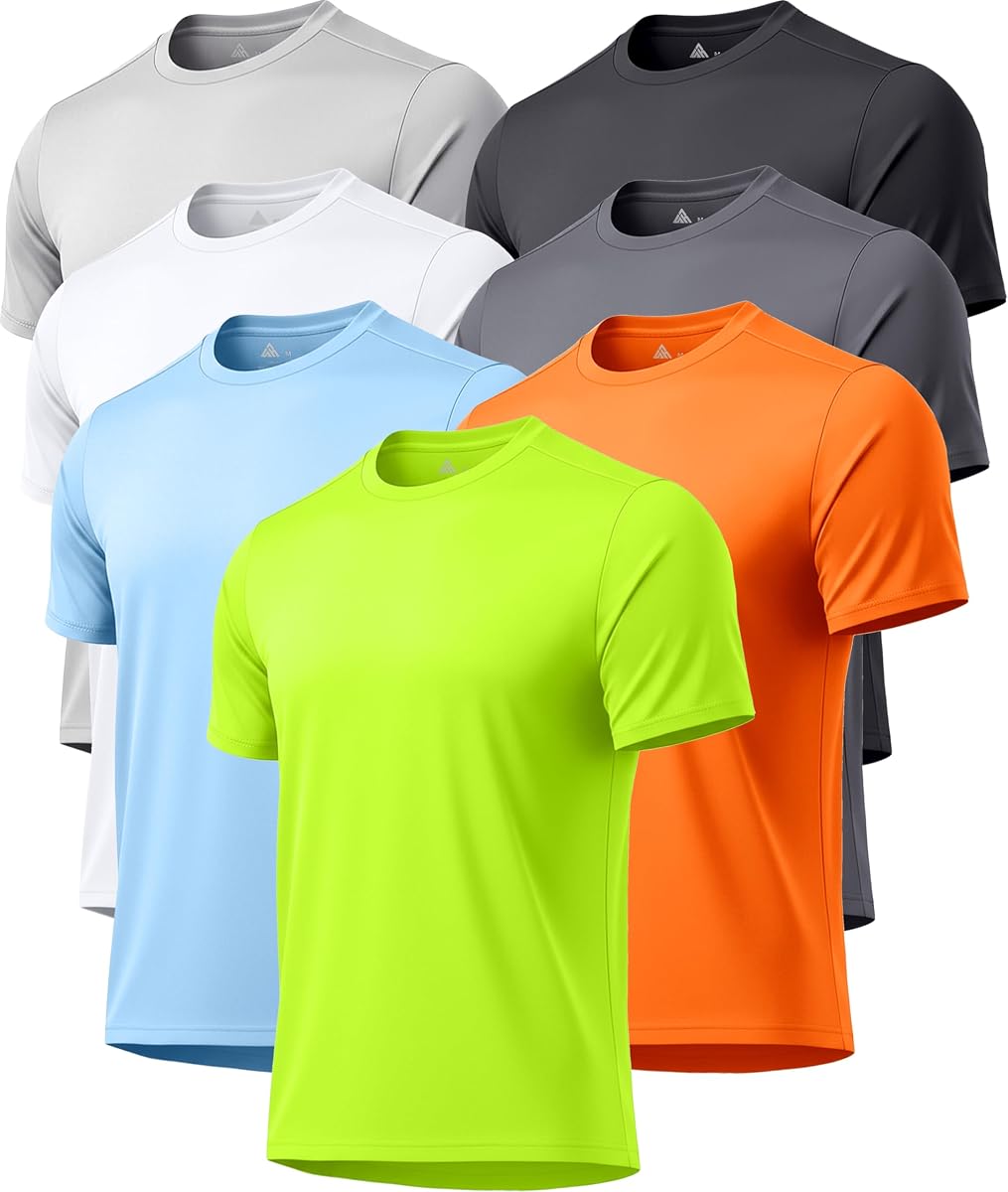 ZITY 7 Pack T-Shirts for Men UPF 50+ Athletic Workout Tee Shirt Sun Protection Fast Dry Moisture Wicking Rashguard Swim Shirt