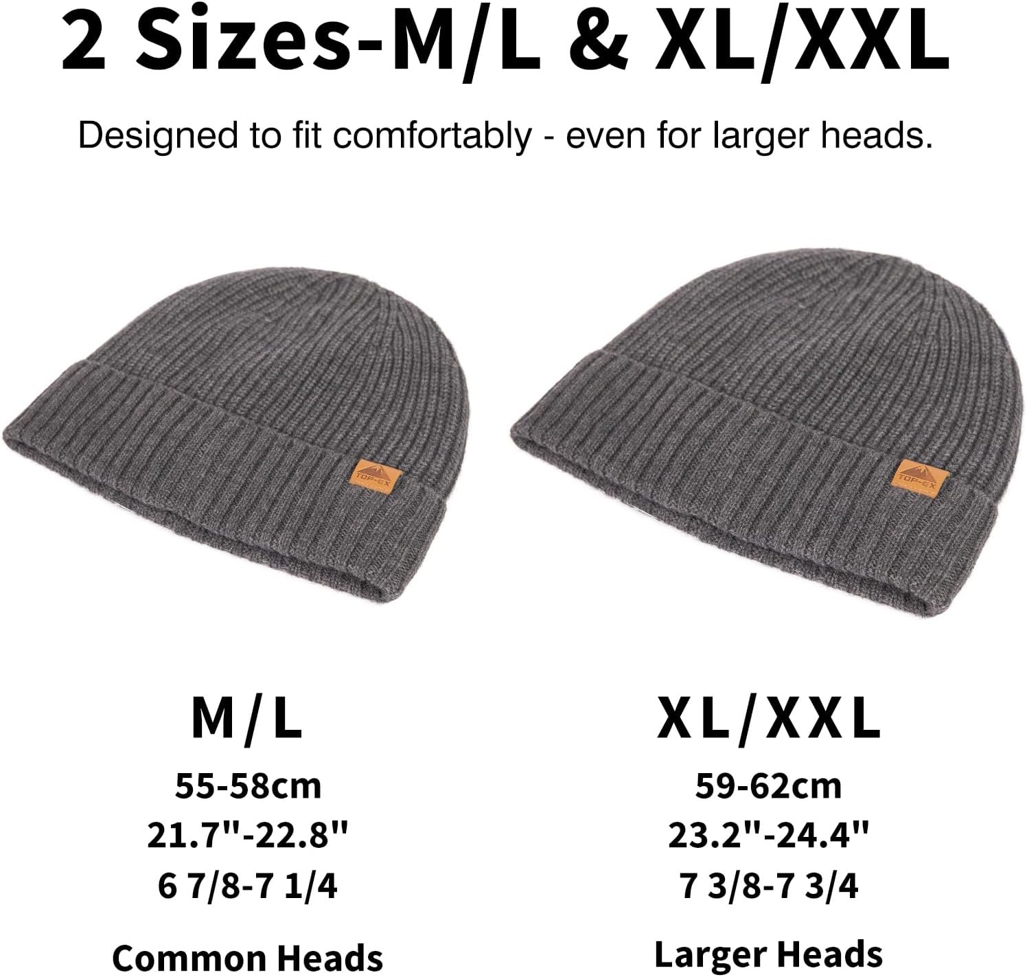 TOP-EX PolarWool™ Merino Wool Beanie for Men Women – Fleece Lined Warm Knit Cuffed Hat, Soft Stocking Cap for Cold Weather - Image 7