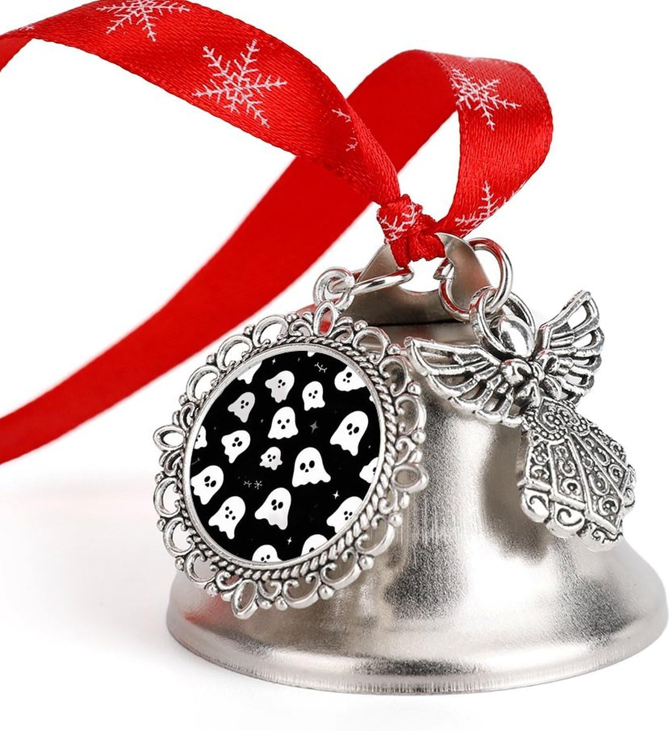 Christmas Bell, Cute Cute Little Ghost Printed Hanging Christmas Wing Bell Decorative Christmas Tree Ornament Christmas Bell Decor for Fireplace Bedroom Living Room