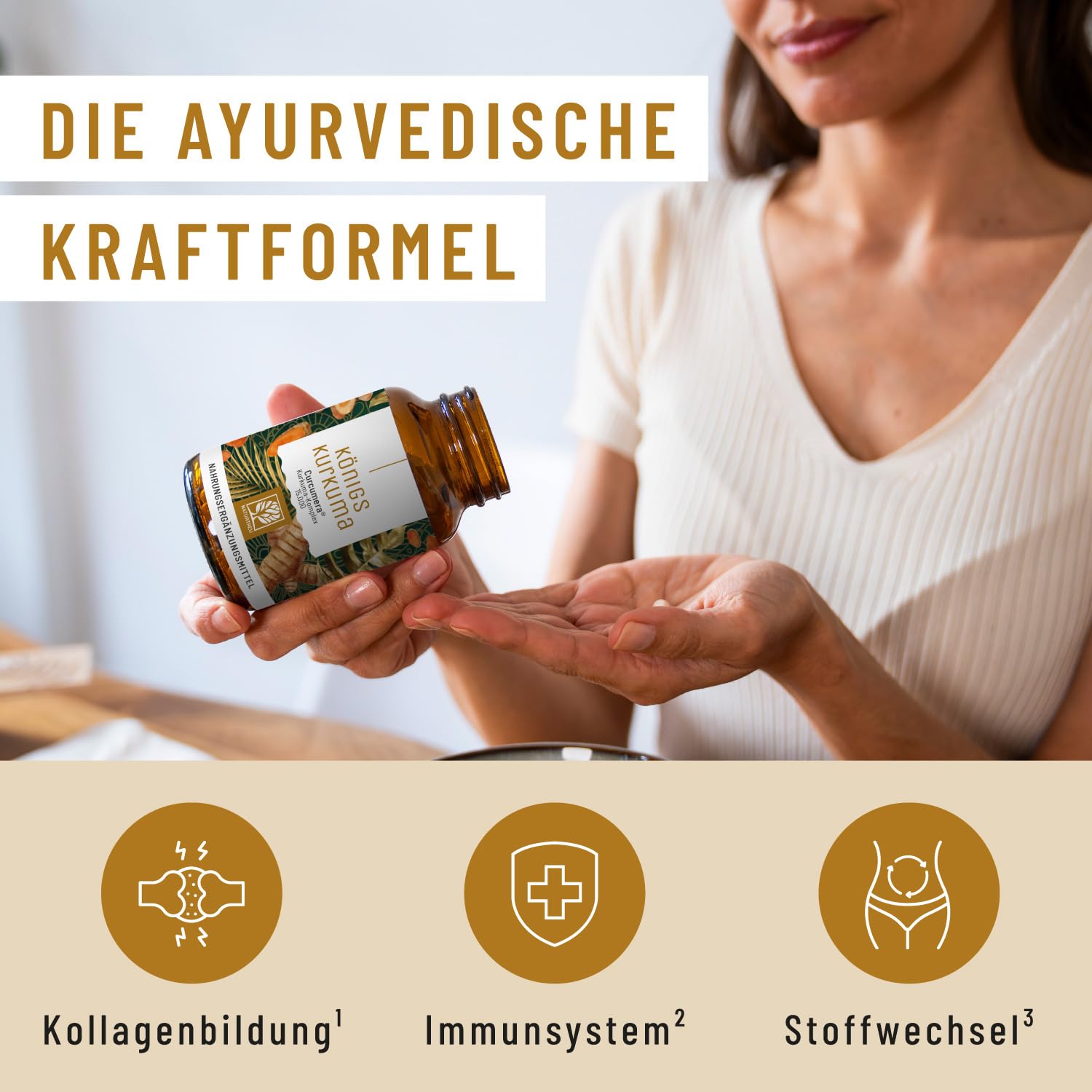 NATURTREU® Kurkuma Kapseln hochdosiert – 200mg Curcumin-Extrakt (30:1) entspricht 6.000mg Curcumin – hochdosiert 95% Curcumin pro Kapsel – Kurkuma Komplex mit Piperin & Vitamin C – vegan