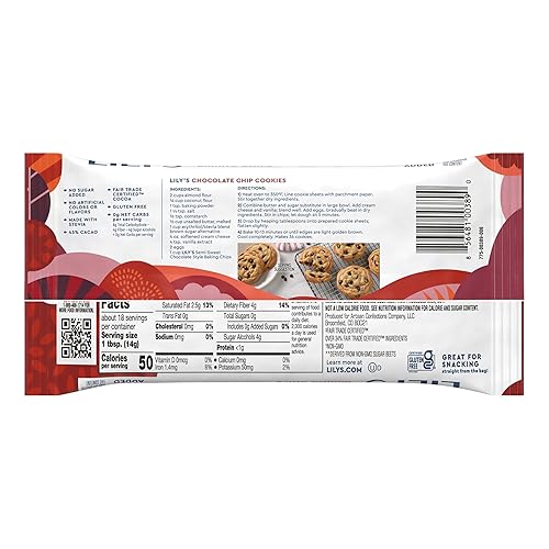 Vista 27 de LILY'S Estilo chocolate blanco sin azúcar añadido, bolsa de chips para hornear, 9 onzas