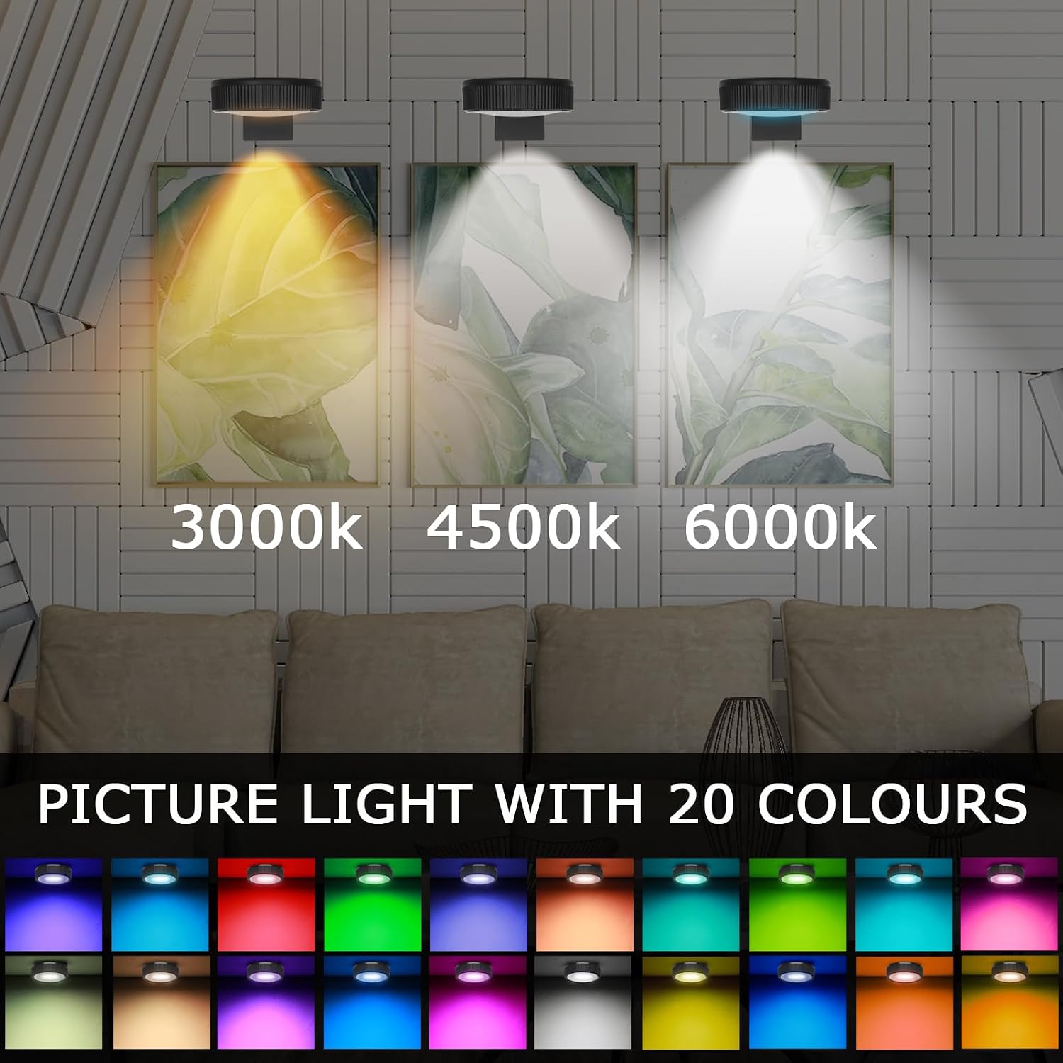 Wireless Remote RGB Art LED Lights - Magnetic Frame with Timer & Dimmer, Wall Decor Puck Lights (3 Pack, Black)