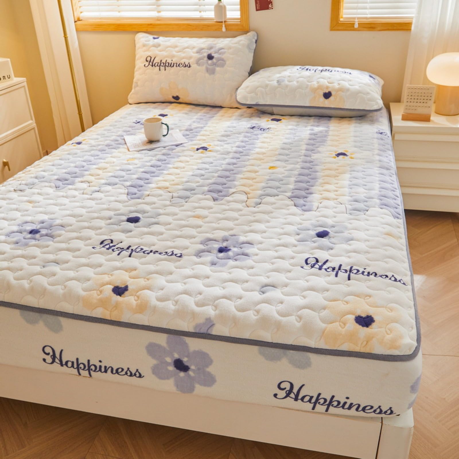 Drap Housse Polaire Doux Velours - 180x200 Cm, Bord élastique Pour Matelas Jusqu'à 30 Cm, Violet