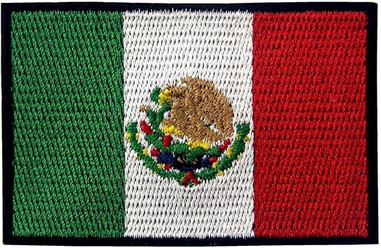 EmbTao Patches Mexico Flag Embroidered Mexican Applique Hook & Loop National Emblem