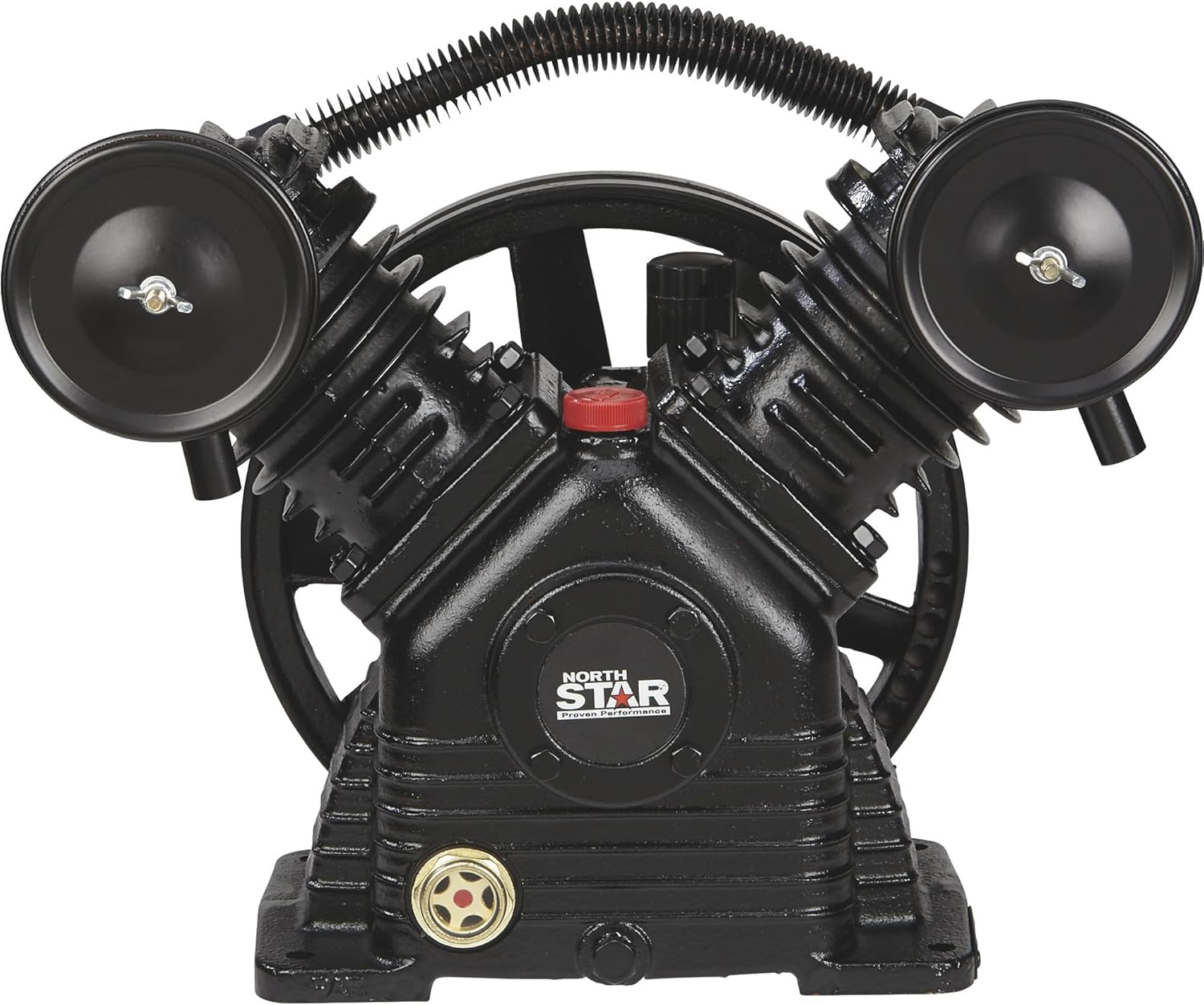 Side view of NorthStar Air Compressor Pump showing belt and motor connection area