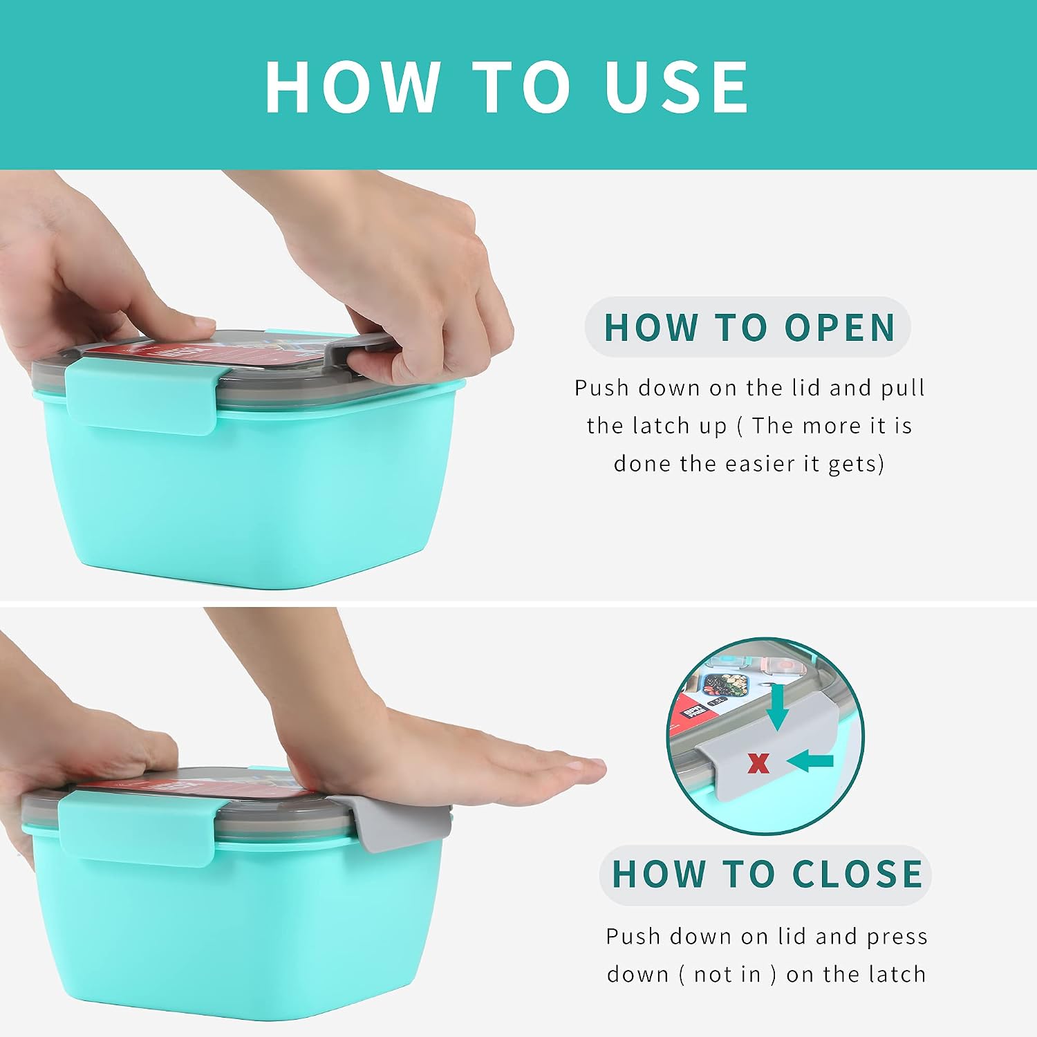 Vivimee 3 Pack Salad Lunch Containers To Go, 52 Oz & 38 Oz Large Lunch Containers, 3-Compartment with Dressing Container, Built-in spoon, Reusable Salad Bowl, Salad Containers for Lunch, Fruit, Snack