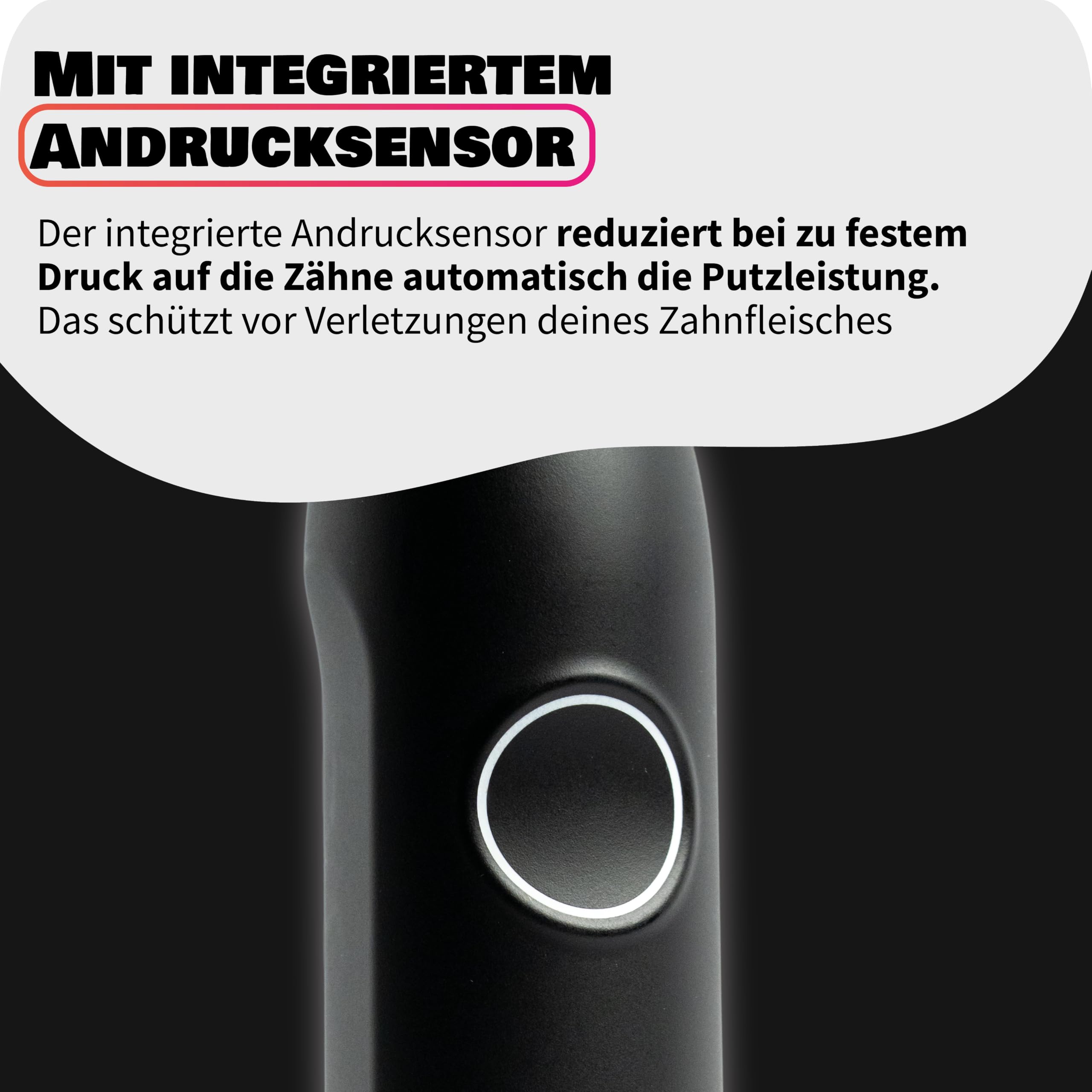 Zahnheld Gero 3 Schallzahnbürste, ETM Test SEHR GUT 93%, IPX7, Schwarz | Elektrische Zahnbürste, bis zu 110 Tage Akkulaufzeit, 5 Modi, Andrucksensor & Timer, inkl. Bürstenkopf & Reiseetui