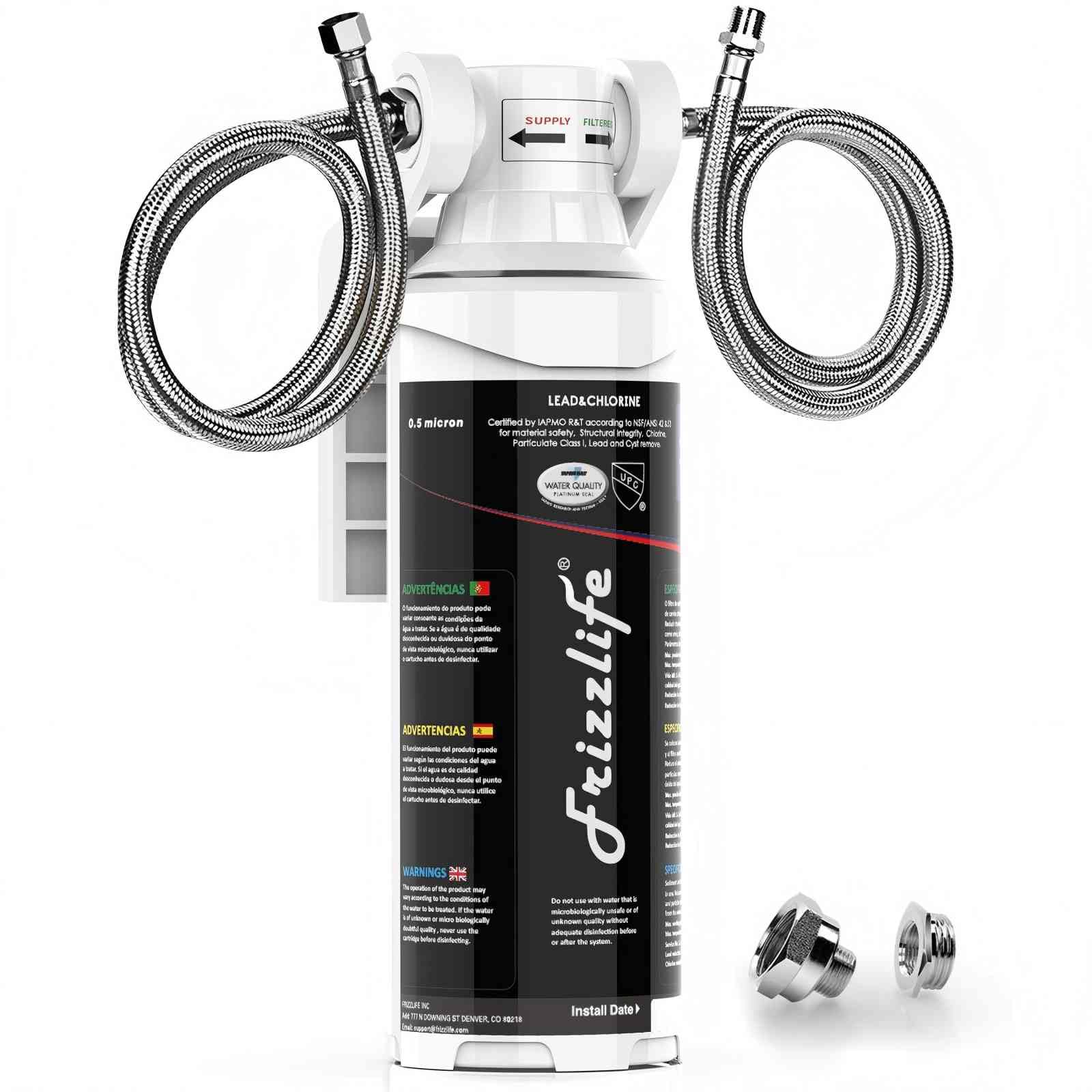 Frizzlife Under Sink Water Filter System-NSF/ANSI 53&42 Certified High Capacity Direct Connect Under Counter Drinking Water Filtration System-0.5 Micron Reduces Lead, Chlorine, Bad Taste & Odor
