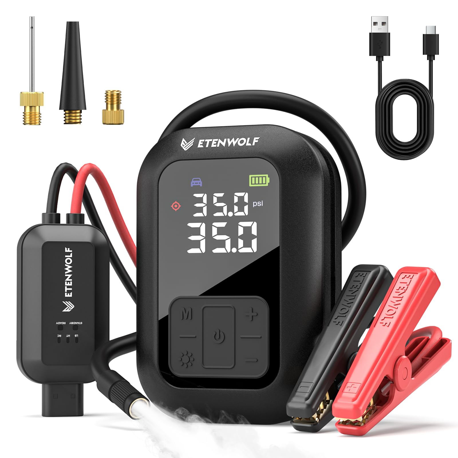 ETENWOLF 2000A Car Battery Jump Starter with 160PSI Air Compressor