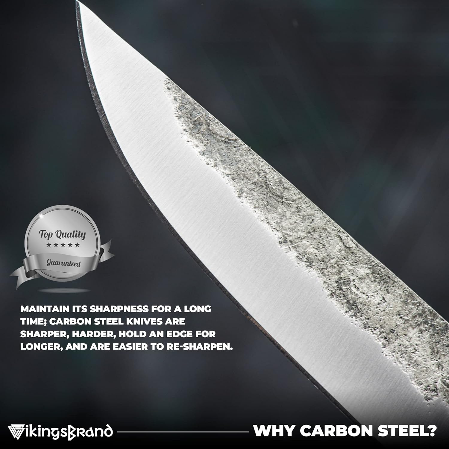 Odin's Raven Norse Viking-styled Knife 10.3" - Hand Forged 6.5" Carbon Steel Blade, Raven's Head Hilt and Leather Sheath - Unique Medieval Seax Style - Norse Knife for Hunting & Camping