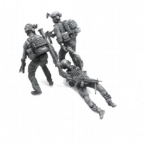 Miniatura 5 de Risjc 1/35 Tema militar Comando de Rescate Camaradas en armas Kit de modelo de resina (3 personas, sin base) sin montar y sin pintar Mini soldado
