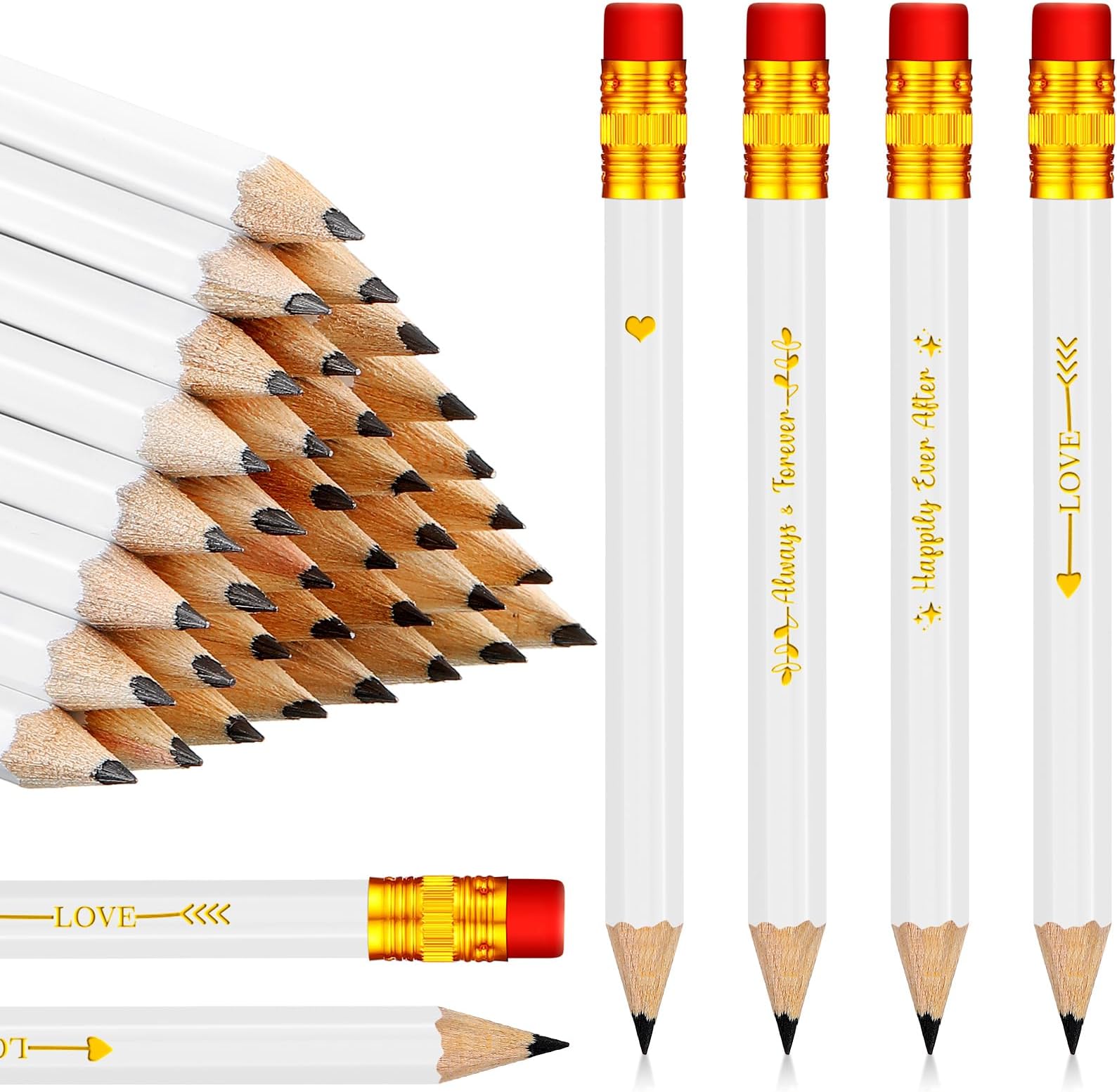 Amazon.com : Crtiin 50 Pcs Wedding Pencils for Bridal Shower Half ...