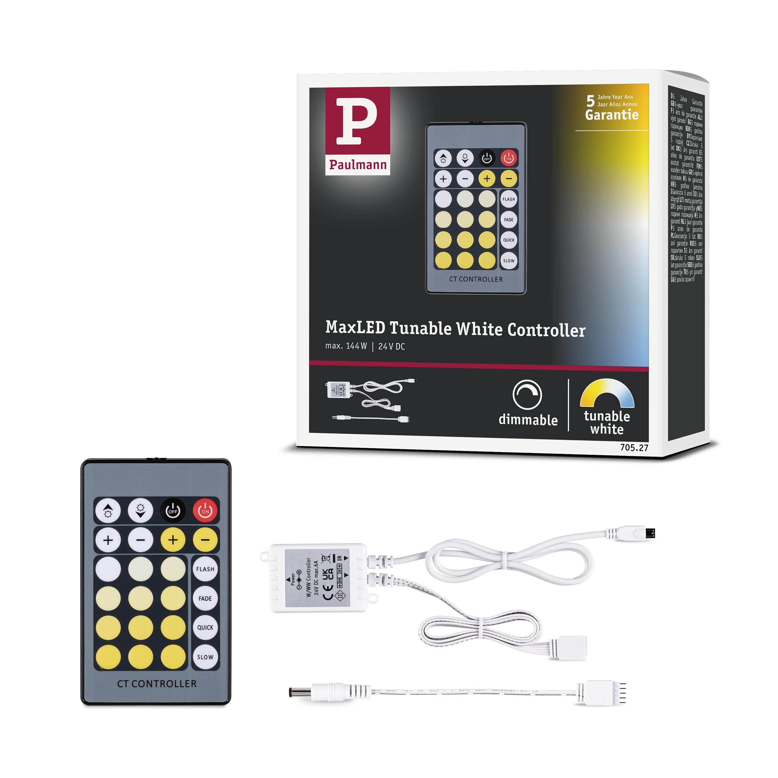 Paulmann MaxLED Controller | Tunable White inkl. IR-Remote, DC 24V, max. 144W, Weiß