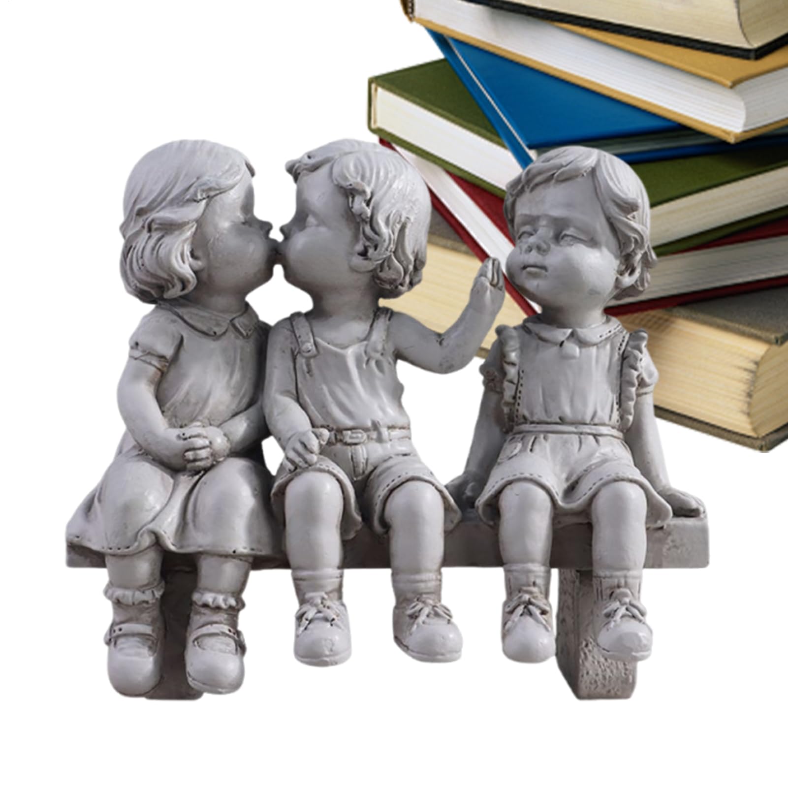 Statuaire jardin garçon et fille figurine résine résistante décoration extérieur