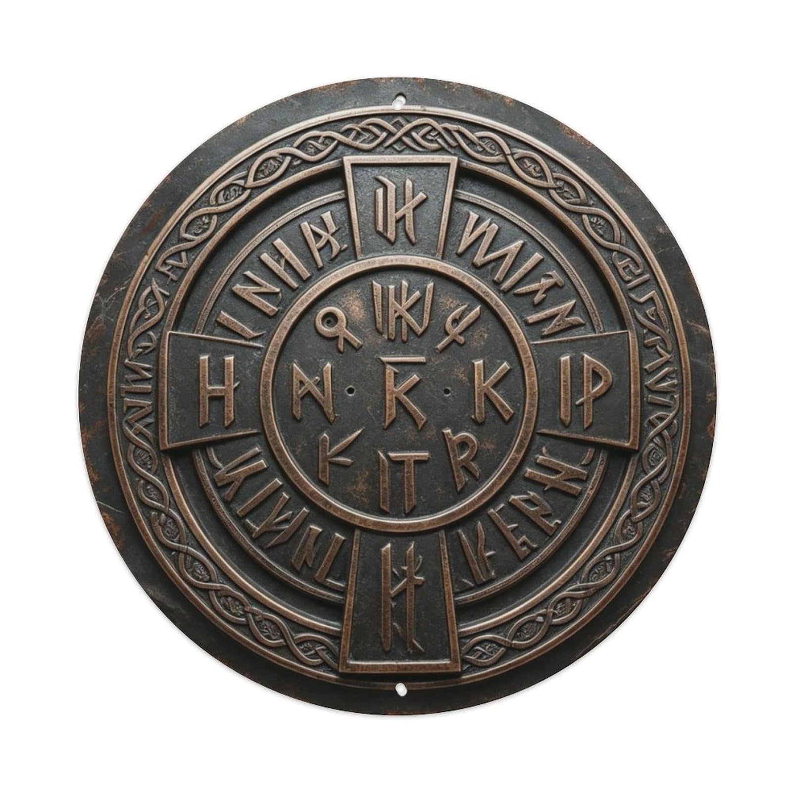 Viking Futhark Runes Circle Metal Tin Sign Plaque