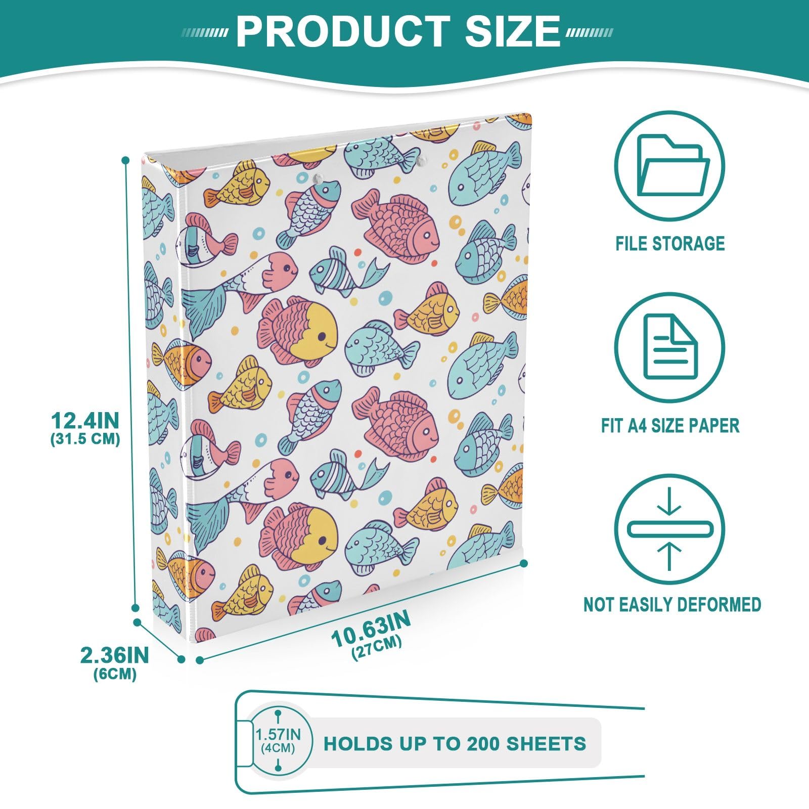 Doodle Art - Raccoglitore a 3 anelli con 3 anelli, 3,8 cm, contiene 200 fogli con 3 tasche interne in PVC trasparente, per scuola e ufficio