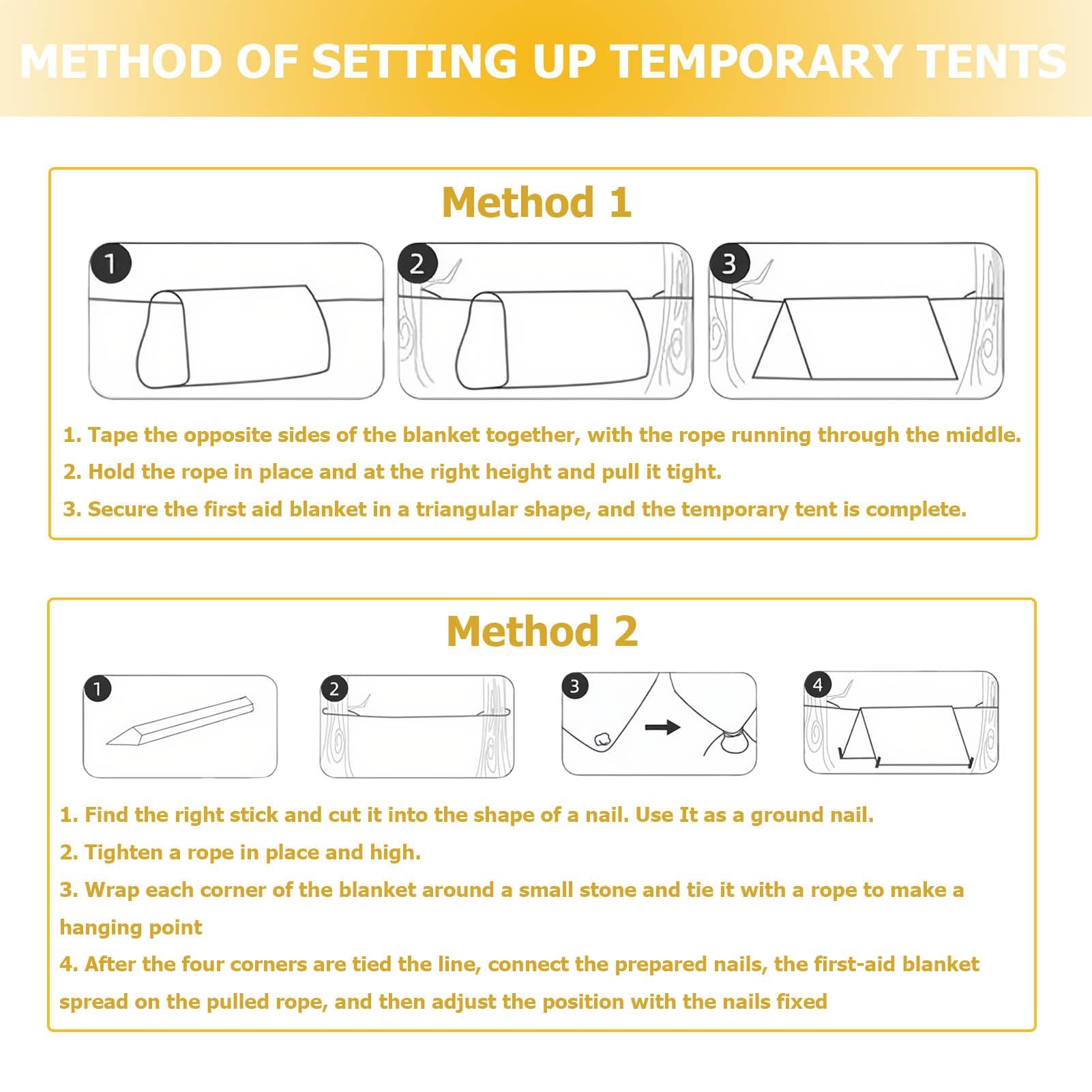 Couvertures De Survie - Lot De 3 - 210x160 Cm - Or/argent - Réutilisable - Urgence, Camping, Randonnée