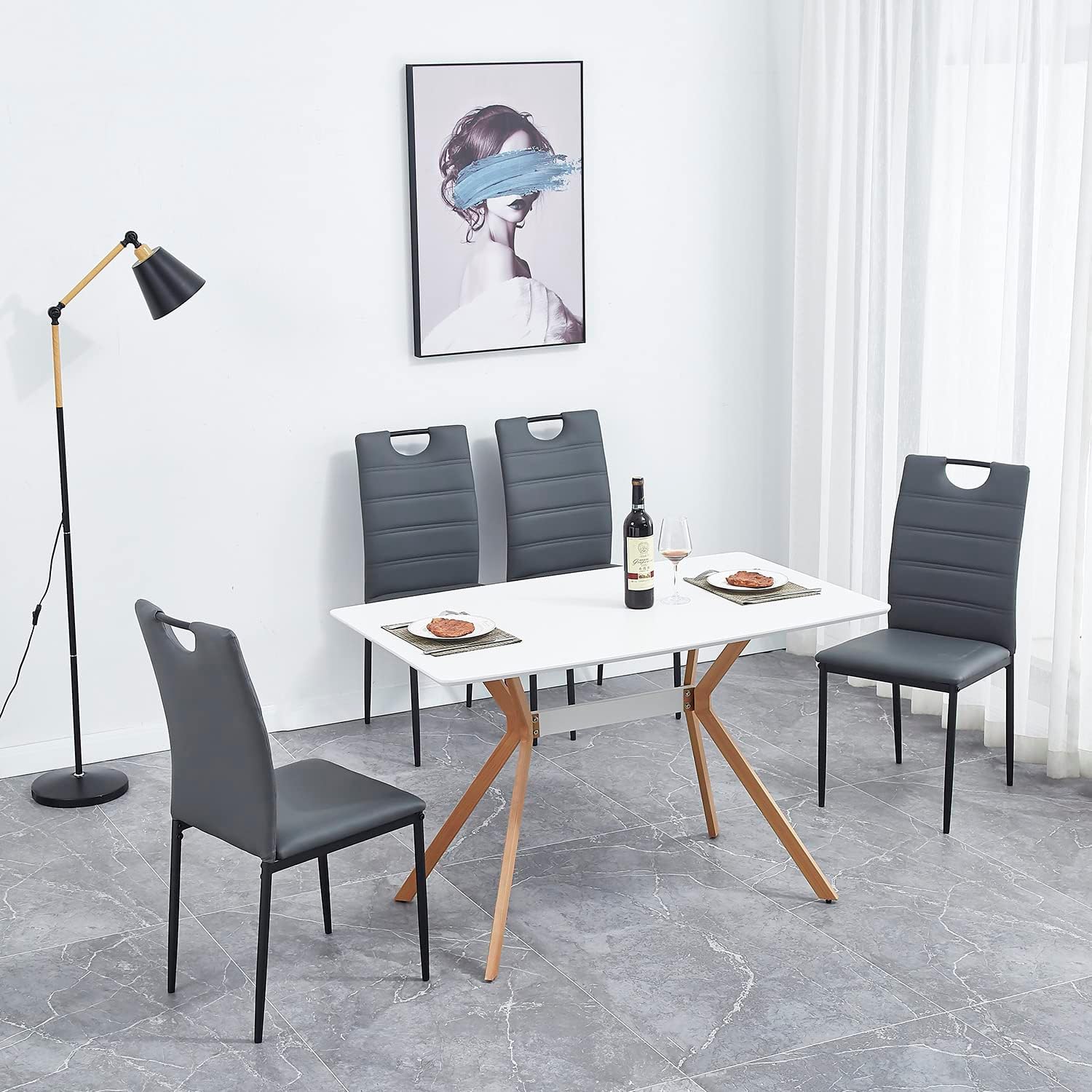 Amazon.com - 5-Piece Modern Minimalist Style Dining Table and Chair Set ...