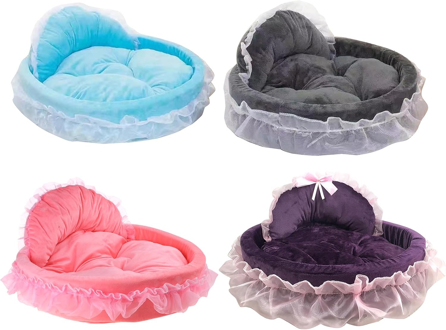 Ruffled Pet Princess Bed Kitten Puppy Wedding Detachable Cushion for Dogs and Cats Warm Nest Beds for Large Dogs