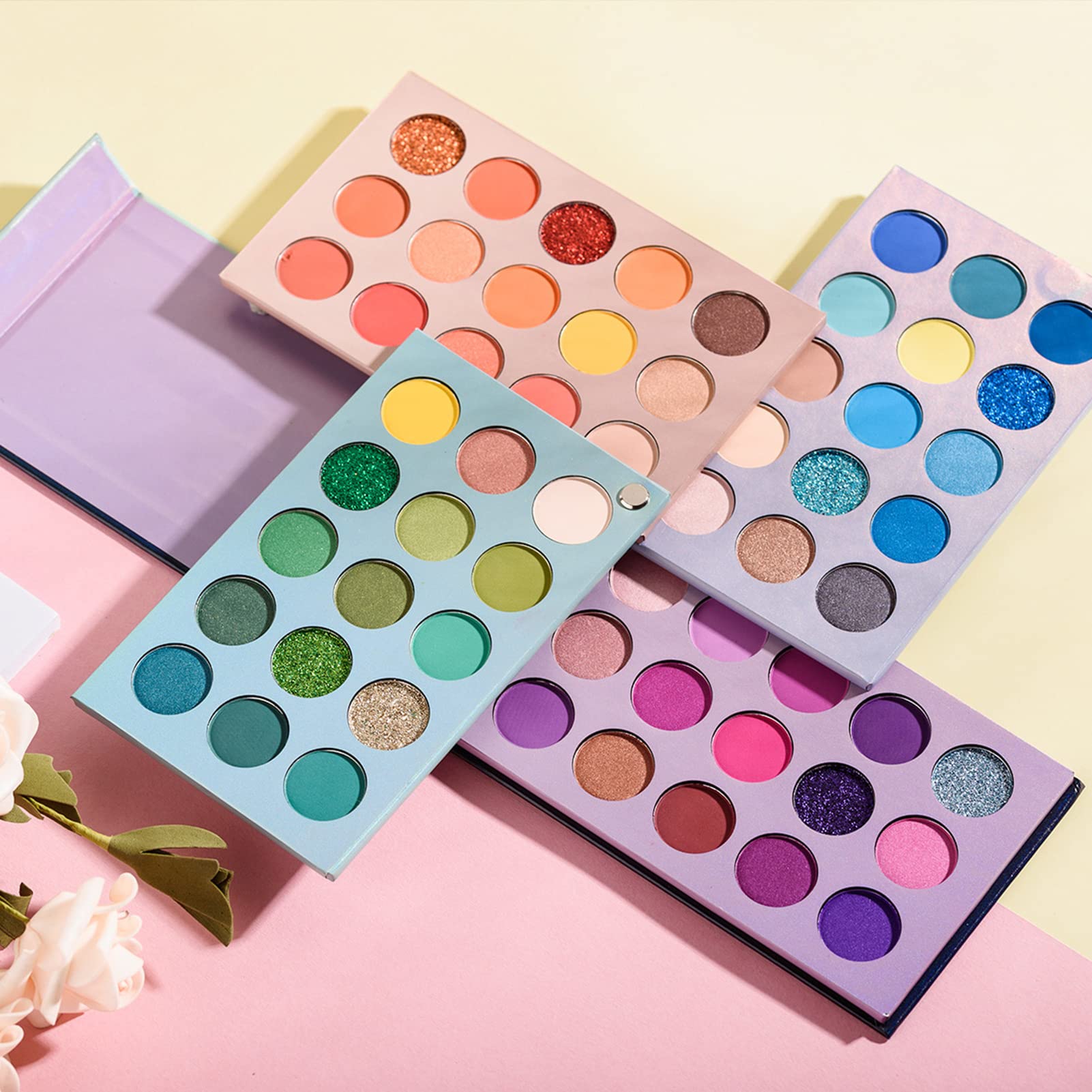 60 Colors Eyeshadow Palette Shimmer Matte Glitter Matte Eye Shadow Tray Rotation Eyes Shadow Palette Long Lasting Waterproof Eyeshadow Makeup Palette