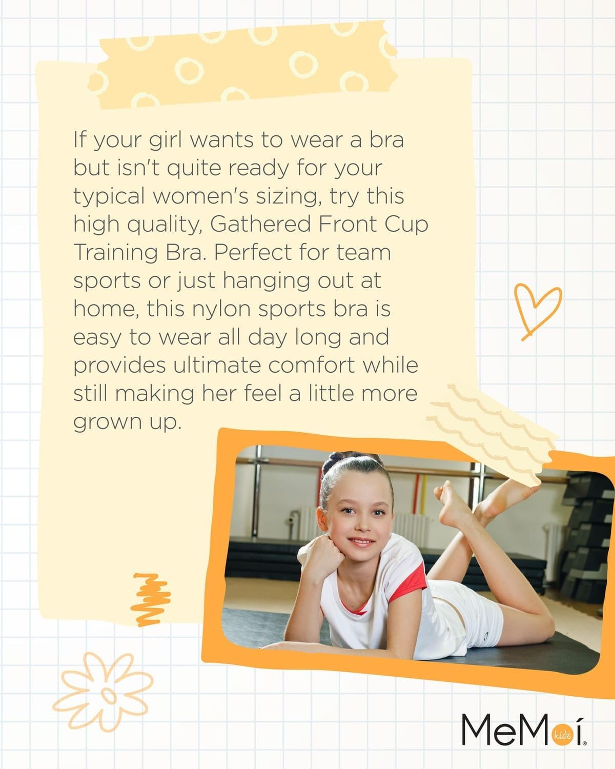 MeMoi Girls' 2 Pair Pack Gathered Front Cup Training Bra