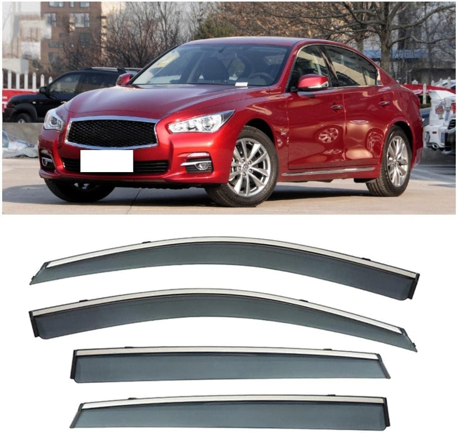 PANXUC Car Wind Deflectors for Infiniti Q50L 2014-2020, Side Window Wind Rain Deflector Window Visor Sun Rain Guard Smoke Guards