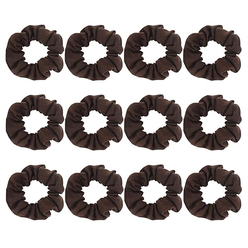 Coleteros de algodón para el cabello, de un solo jersey, color sólido, ligas elásticas para el cabello para mujer, accesorios (café)