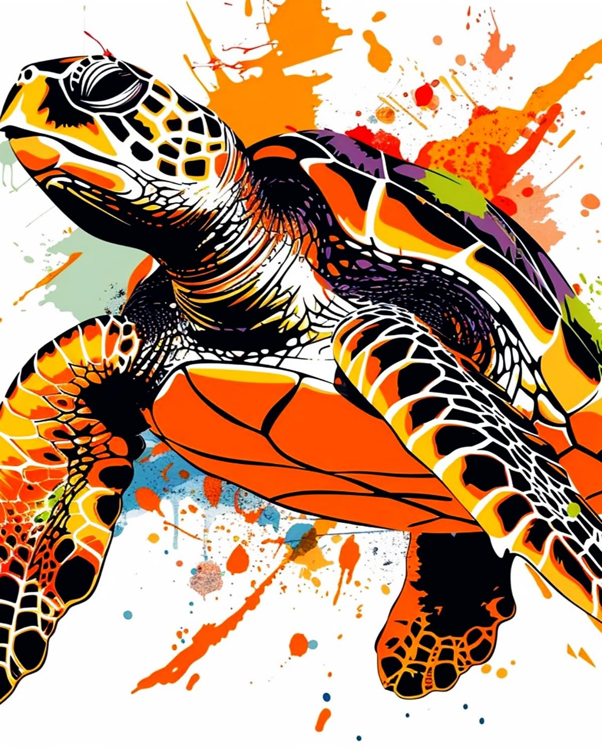 LIUBAISHI Paint by Numbers for Adults, Sea Turtle, 40x50 cm Acrylic Canvas Kit with 3 Brushes