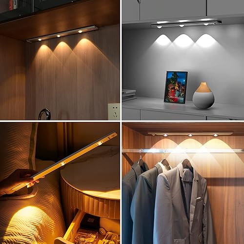 Miniatura 9 de Luces para debajo del gabinete, luz con sensor de movimiento mejorado, control remoto para interiores, 3 modos de luz, atenuación continua, luces