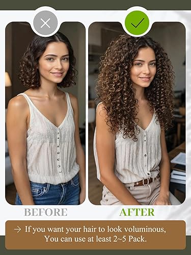 Miniatura 6 de Loxxy Extensiones de cabello humano rizado con clip Jerry Curly #27 color rubio, 20 pulgadas, cabello Jerry Curly 3B y 3C, extensión de cabello