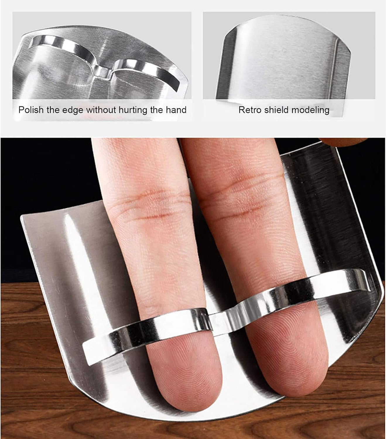 【Two fingers version】 Stainless Steel Finger Guards for Kitchen Knife Cutting Protector, Kitchen Tool Guard Finger Protector Avoid Hurting When Slicing and Chopping 2 Pack: Home & Kitchen