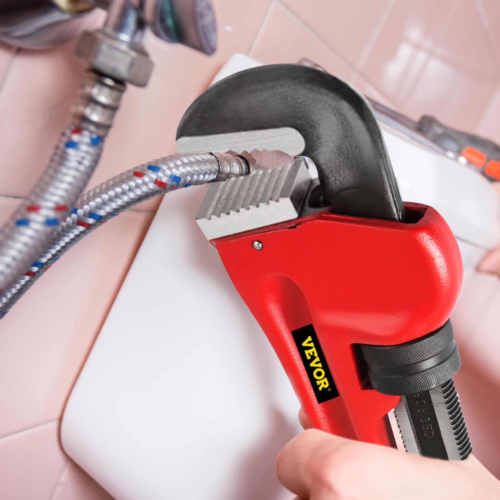 VEVOR Llave de Hierro fundido para tubos de 152,4 cm llave de garra de mandíbula de 200 mm llave para tubos de plomería ajustable resistente para grifo de fregadero, inodoro, escurridor, baño, cocina