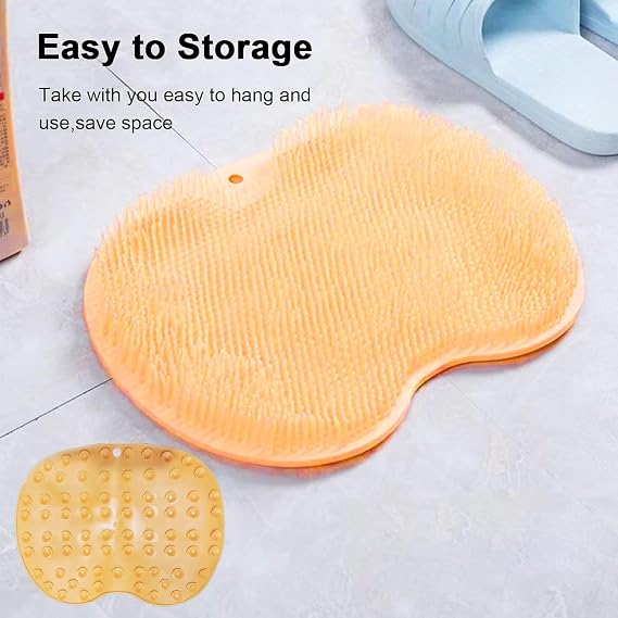 Shower Foot Scrubber Mat Back Washer Wall Mounted Bath Pad