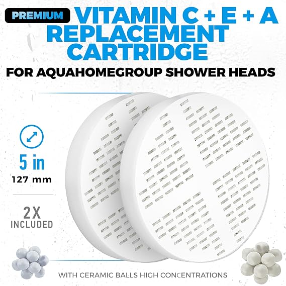 AquaHomeGroup Vitamin C E A Cartridge, 2-Pack, Reduces Chlorine