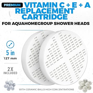 AquaHomeGroup Vitamin C E A Cartridge, 2-Pack, Reduces Chlorine