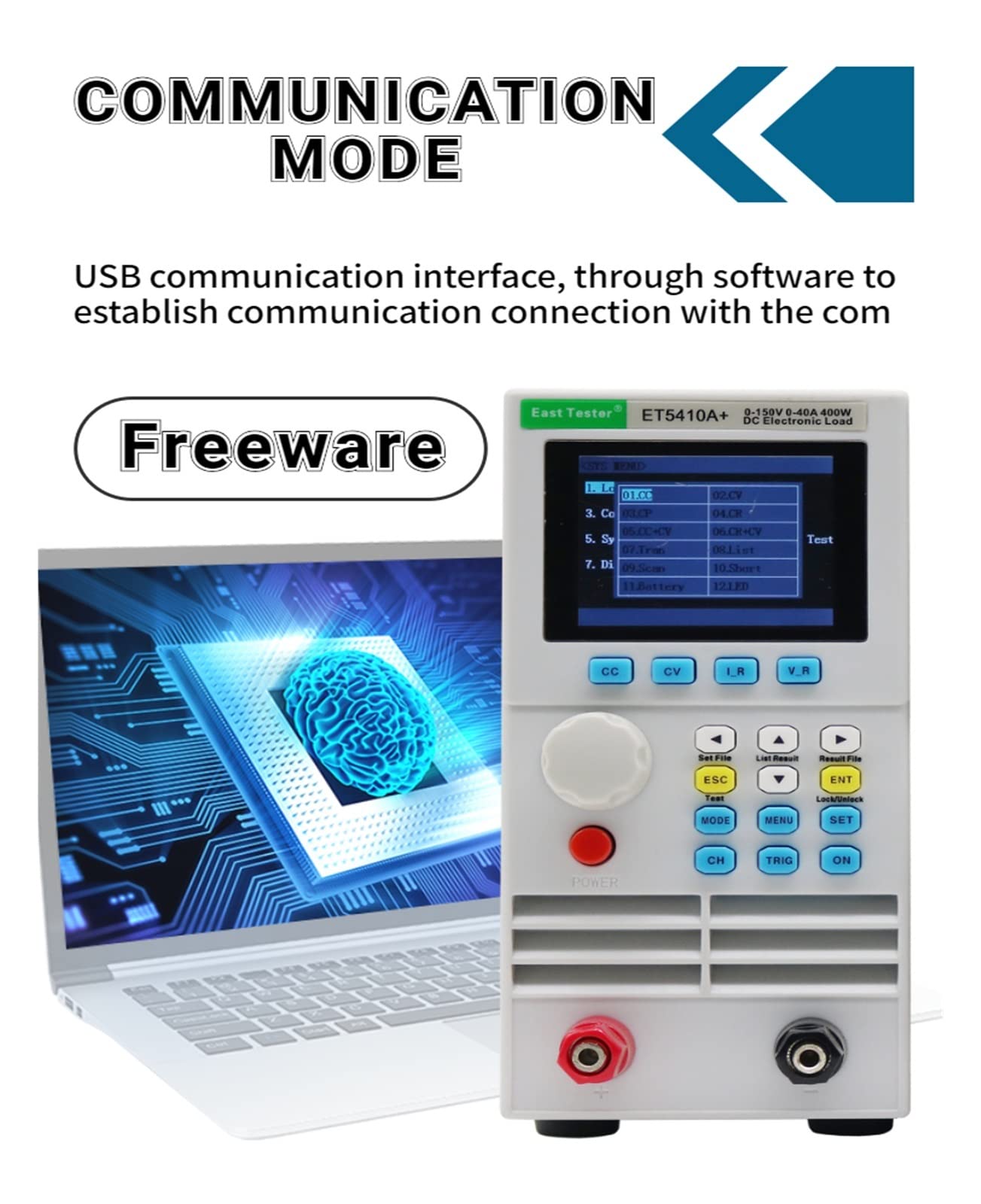 Elektronische Last Batterietester der Serie ET54A+ Programmierbare elektronische DC-Last Ein-/Zweikanalige programmierbare USB-DC-Last Laboranwendung(ET5410A+)