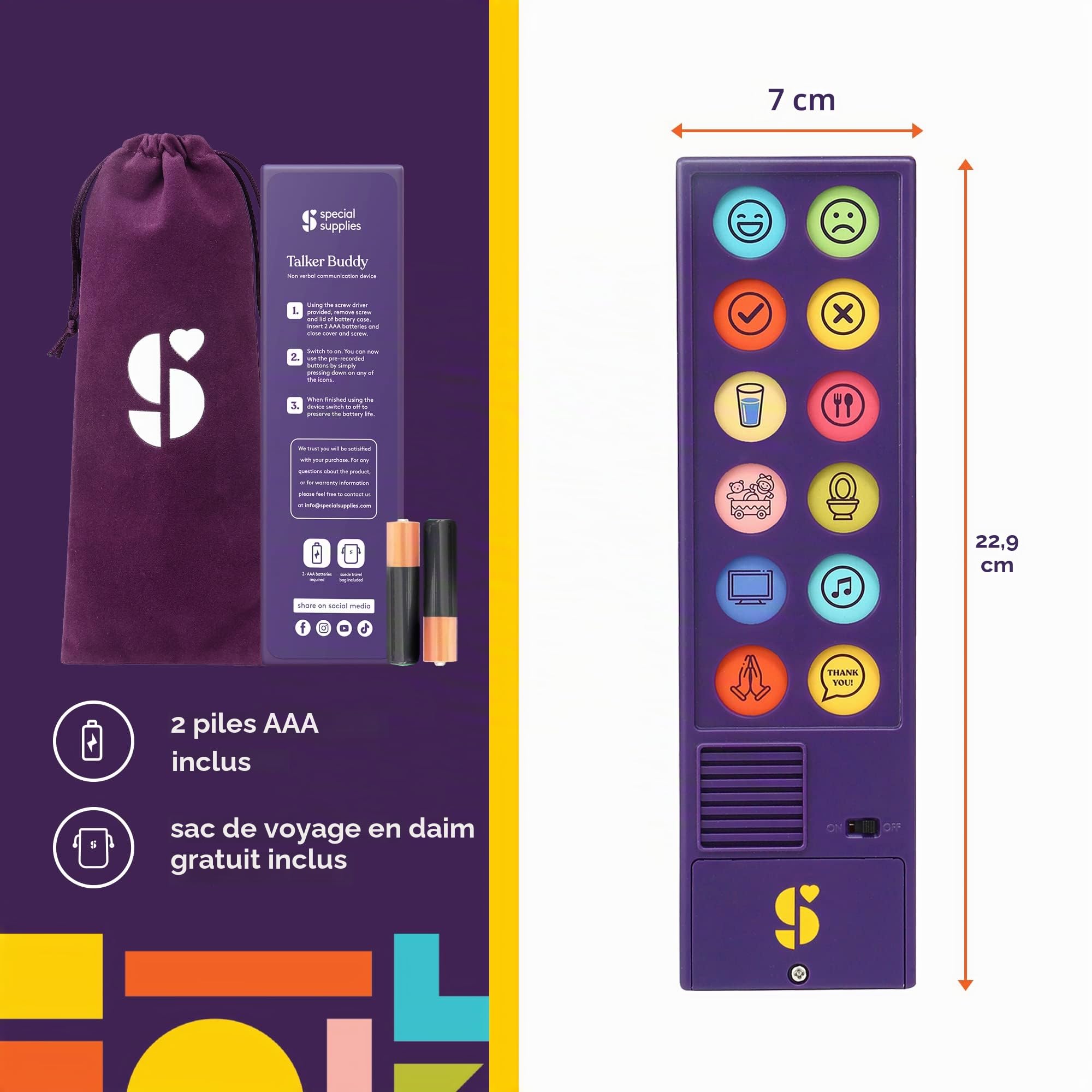 Special Supplies Appareil de communication AAC pour orthophonie, Talker Buddy Appareil de communication pour enfants et adultes non verbaux, aide à la parole pour l'autisme à la maison, à l'école