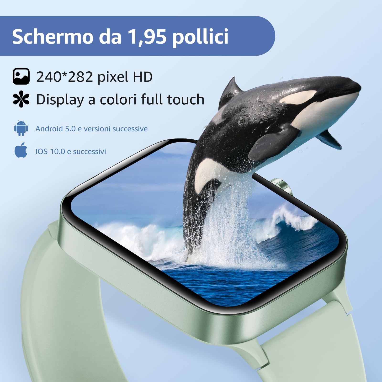 Smartwatch Uomo Donna,1.95" Orologio Smartwatch con Effettua/Risposta Chiamate,140+ Sportive Fitness Tracker con Pressione Sanguigna e Monitor Sonno,IP68 Smart Watch per Android/iOS