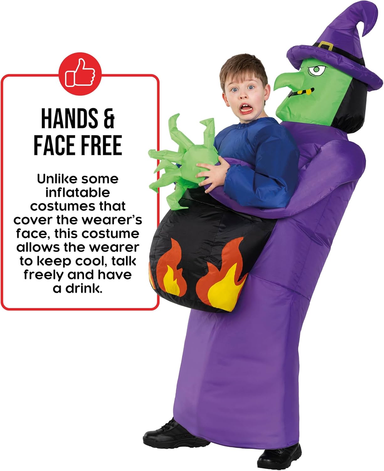 Morph Kids Witch Costume, Inflatable Witch Costume, Scary Halloween Costumes for Boys and Girls, Blow Up Costumes for Kids - Image 3