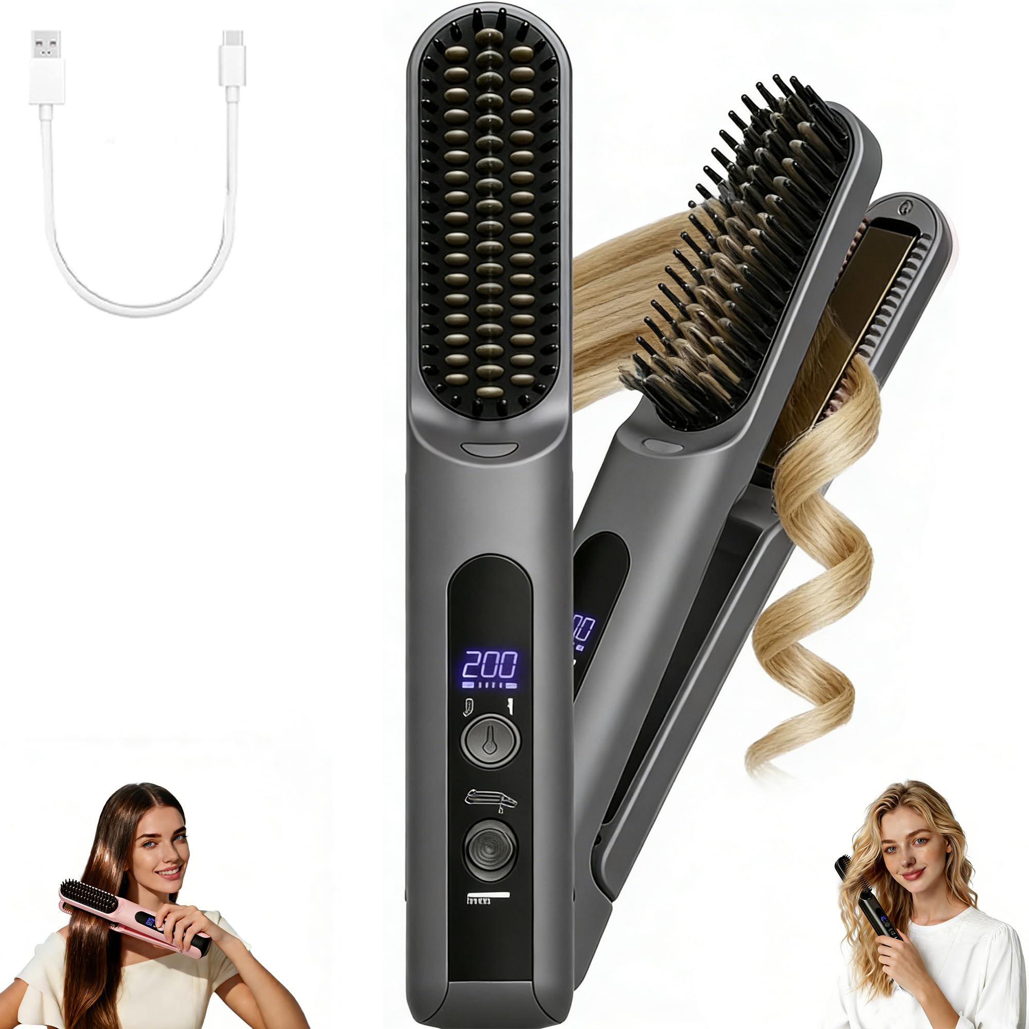 SL Euthtion 2-in-1 Straightener Brush