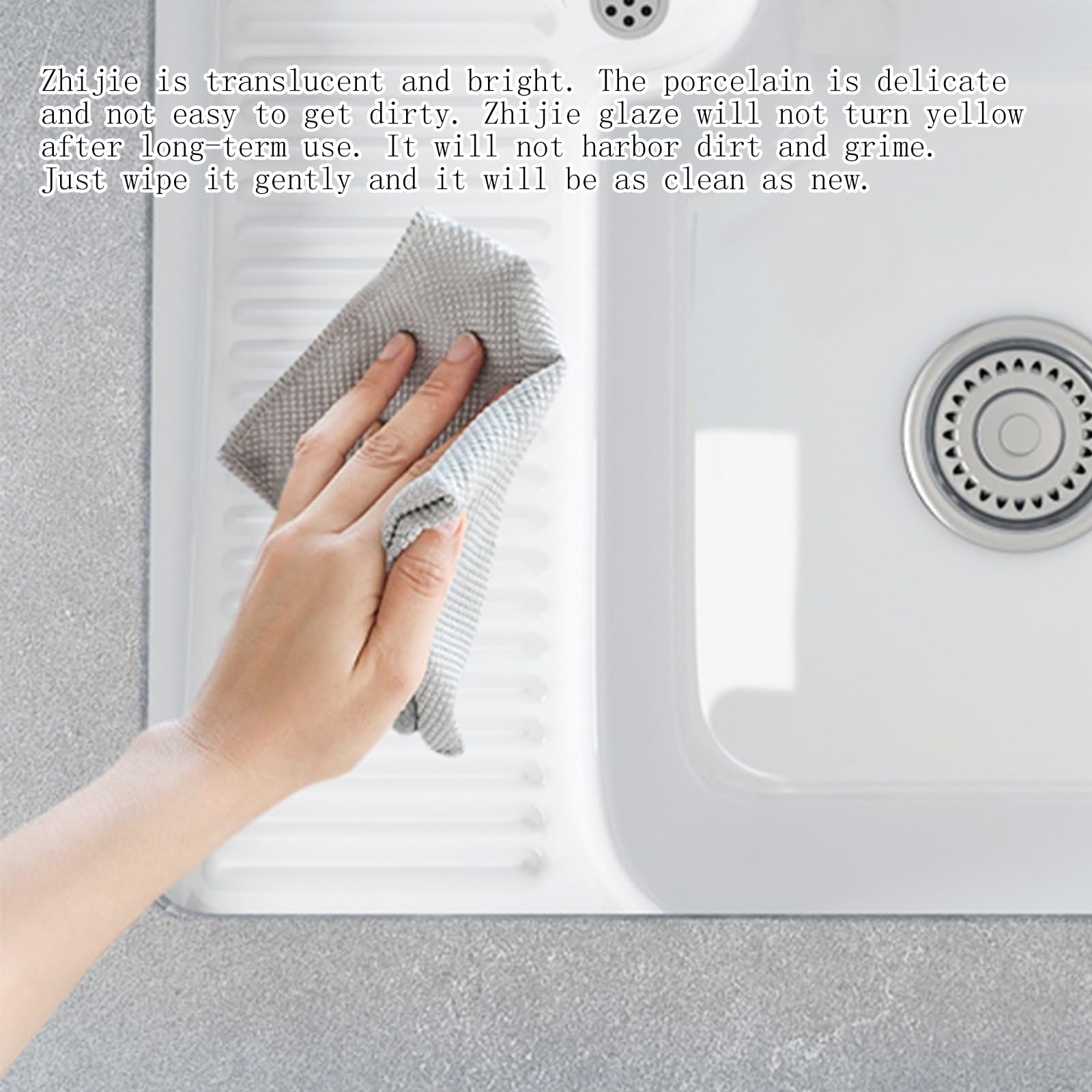 Lavabo de baño rectangular de cerámica blanca，Pila lavadero con tabla de lavar，fregadero multifuncional con grifo，Equipado con grifo extraíble y tabla de lavar, adecuado para cocina, mesa de trabajo,