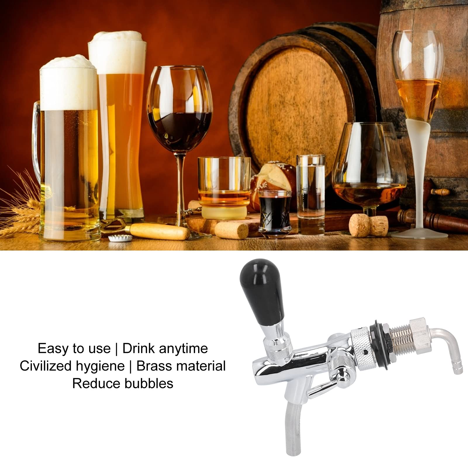 Rubinetto per Birra, Rubinetto, Macchine per la spillatura della birra Frigoriferi per birra per Birra Regolabile in Ottone Cromato G5/8 in Acciaio Inossidabile per Bar, Hotel, Ristoranti