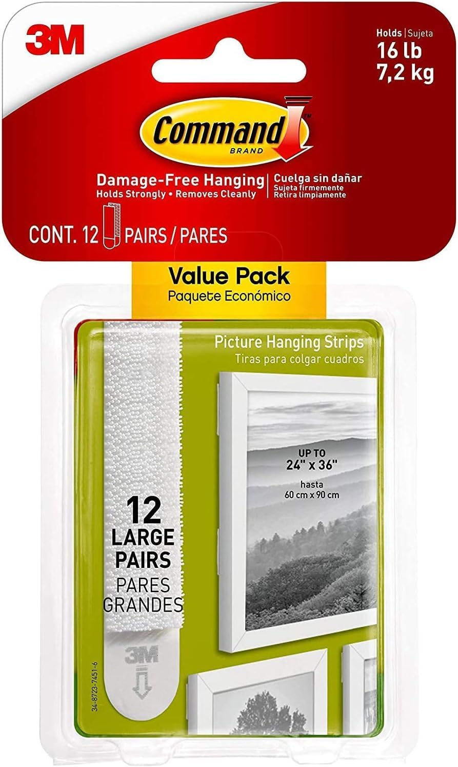 Command Picture Hanging Strips, Value Pack - 10 X 2 Small And 8 X 2 Medium Adhesive Strips - For - View #8