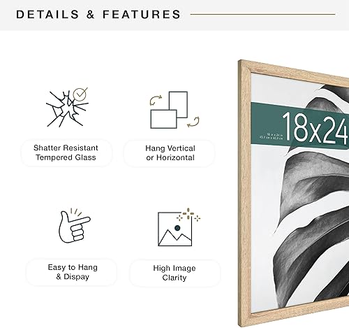 Vista 192 de MCS Studio Gallery Marco para póster de 16 x 24 pulgadas, imitación de veta de madera de color negro, colgar en horizontal o vertical, grande