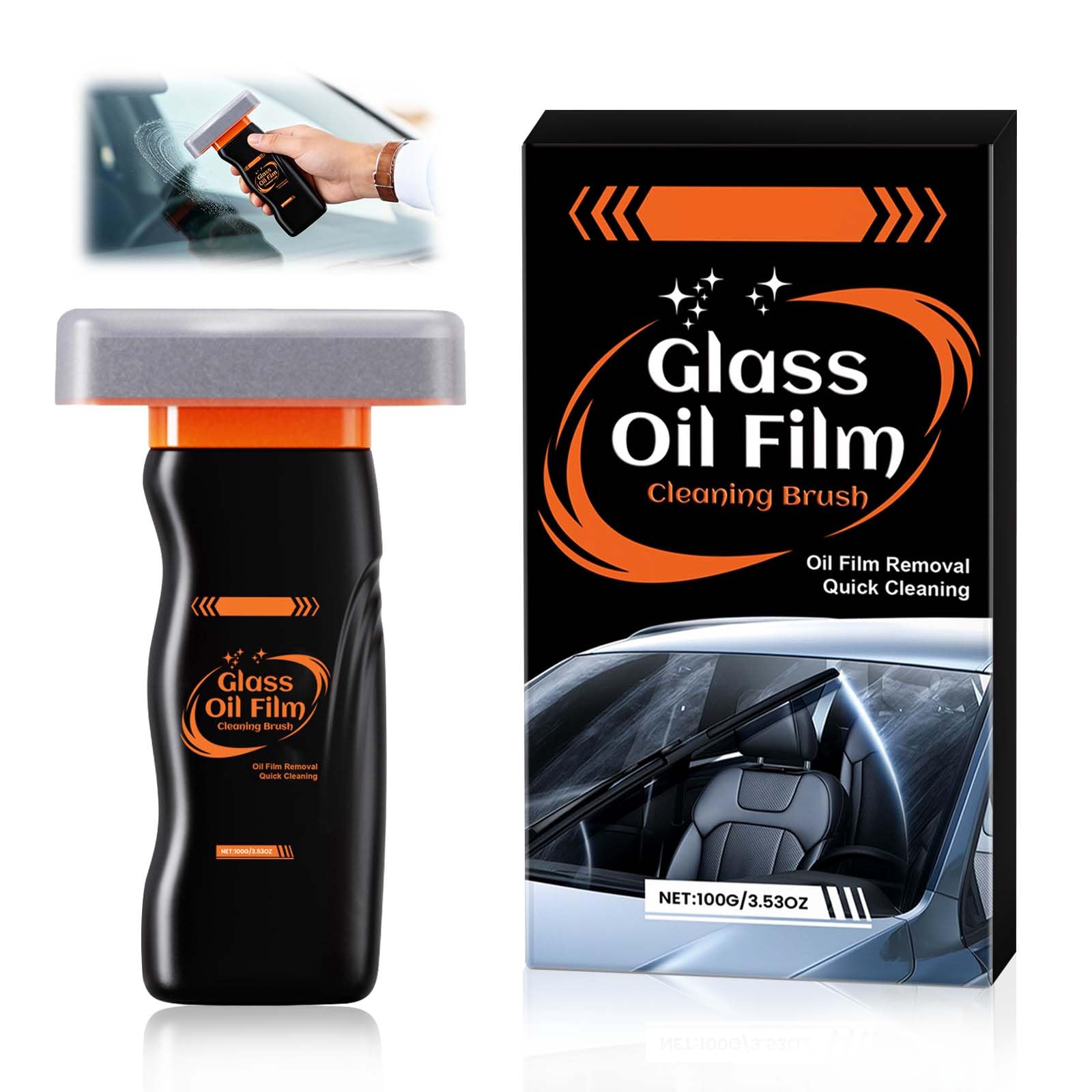 Hand Held Glass Emulsion Cleaner (100 g), szczotka do czyszczenia folii olejowej, do szyb samochodowych, przedniej szyby i okien, dobra widoczność w przypadku deszczu i mgły