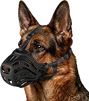 Qukcors Soft Breathable Adjustable Basket Dog Muzzle XL Black - Prevents Chewing Biting, Allows Drinking for 66lb+ Dogs Grooming Training
